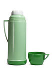 Green plastic thermos flask
