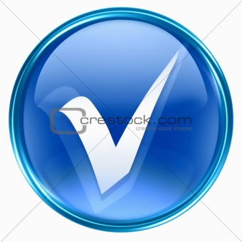 check icon blue, isolated on white background.