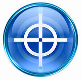 target icon blue, isolated on white background.