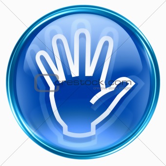 hand icon blue, isolated on white background.