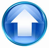 Arrow up icon blue, isolated on white background.