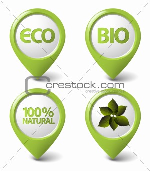 Set of green organic, natural, eco, bio food tags