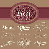 menu headlines, hand lettering set (vector)