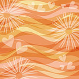 Orange background with hearts and flowers