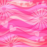 Pink background with hearts and flowers