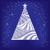 Abstract Christmas background with tree and stars