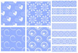 Blue and white tiling textures and trims