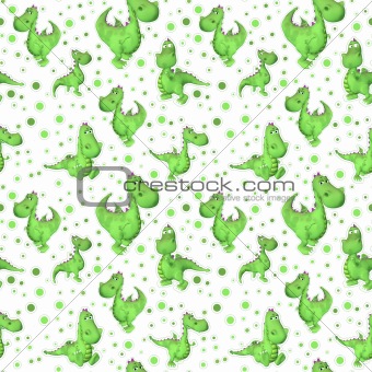 seamless tiling texture with cute green dragon