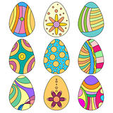 Colorful Easter egg collection over white