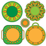 Green and orange lable, tag and flower collection