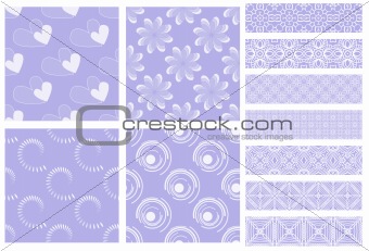 Lilac and white tiling textures and trims