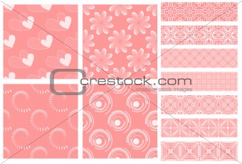 Pink and white tiling textures and trims