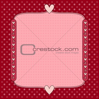 Romantic red background with dots and hearts