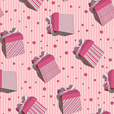Tiling texture with pink gift boxes