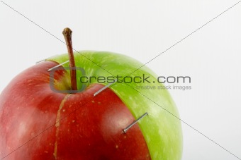 two halves of  apple