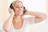 Close up of a woman enjoying some music
