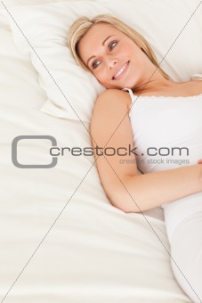 Cute woman lying down