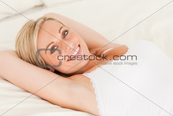 Beautiful woman lying down