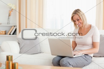 Woman chatting online