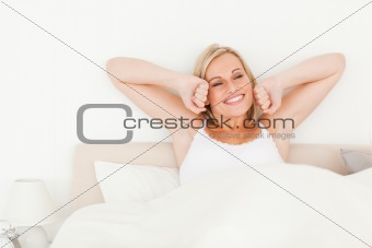Woman stretching her arms