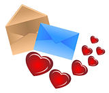 Two envelopes and hearts
