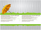 Umbrella on grass on striped background