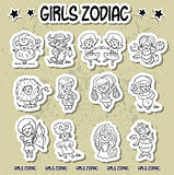 Girls zodiac icons horoscope sign 