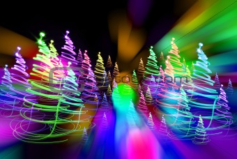 christmas forest from the color lights