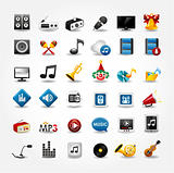 media and music icons collection