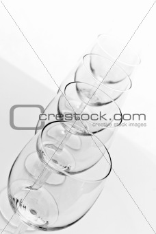empty wineglasses on white background