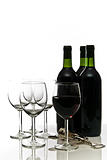 bottles of red wine and wineglasses