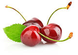 fresh berry cherry with green leaf