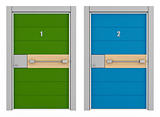  green and blue armored door