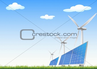  panels with solar cells and wind generators 