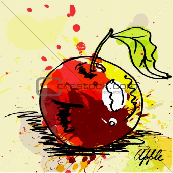 Stylized apple on grunge background