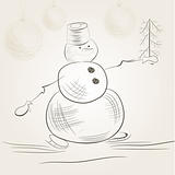 Christmas card with snowman