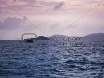 thai fishing boat sunset seascape