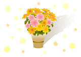 Bouquet of beautiful yellow and pink asters