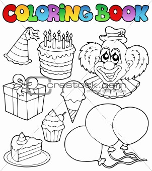 Coloring book with party theme 1