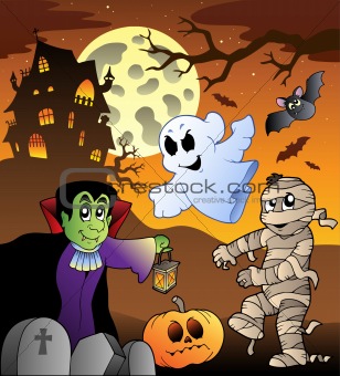 Scene with haunted house 1