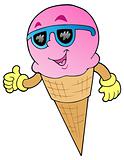 Smiling ice cream in sunglasses