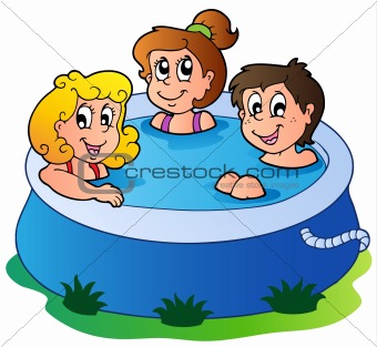 Three kids in pool