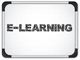 Whiteboard with E-learning Message written in Black