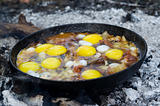Close-up of fried eggs