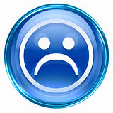 Smiley Face, dissatisfied blue, isolated on white background.