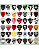 Guitar picks or plectrums with custom designs