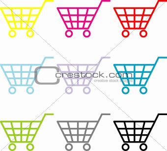 Multi-coloured consumer's baskets 