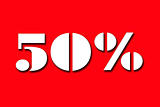 50 % SALE text on red