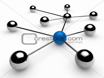 3d chrome blue network