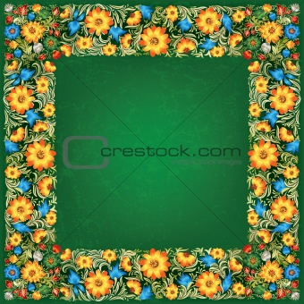 abstract grunge background with floral ornament